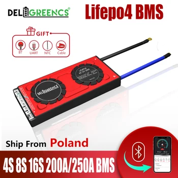 Польша На складе Smart BMS 4S 8S 16S 200A 250 12V 24V 48V LiFePO4 BMS С Bluetooth UART для литиевого аккумулятора Польша Доставка 10