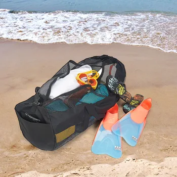Портативная сетчатая сумка-тоут с регулируемым ремешком, Многофункциональная сетчатая спортивная сумка, Большая вместительная Сетчатая сумка для снаряжения на открытом воздухе, пляж, плавание