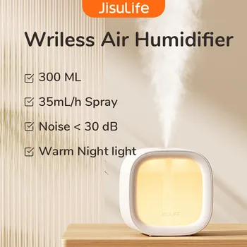 Портативные Небольшие Увлажнители воздуха JISULIFE, Высокий Уровень холодного Тумана, Мини-Увлажнитель USB, Персональный Настольный Увлажнитель воздуха со сверхшумной подсветкой 16