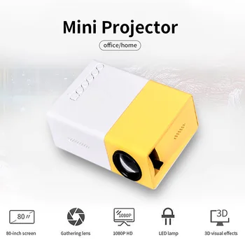 Портативный мини-проектор, кинопроектор 1080p, 320x240 Пикселей, Hdmi-совместимый USB Аудио, домашний кинотеатр, мультимедийный видеоплеер 15