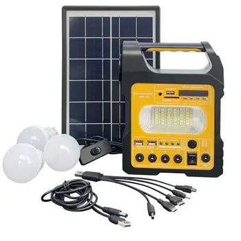 Портативный солнечный генератор с 3 светодиодными лампами, наружный блок питания, Аварийный источник питания, bluetooth, MP3-радио, USB-зарядка для телефона 7