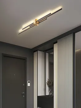 Потолочный светильник с длинной светодиодной лентой Современный светильник класса люкс, полностью медный коридорный светильник, коридорная лампа, минималистичная анодная лампа для гардероба 11