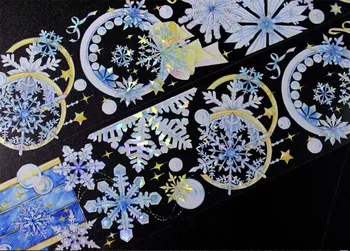 Прекрасные Зимние Снежинки, Блестящая лента из ПЭТ-Васи для изготовления карточек-планировщиков, Декоративная наклейка для плана DIY, Скрапбукинга 5