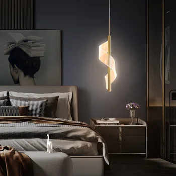 Прикроватный Подвесной светильник для Спальни, Акриловая Спираль, Современные простые подвесные светильники в скандинавском стиле, роскошные подвесные светильники для гостиной, Настенный светильник на заднем плане