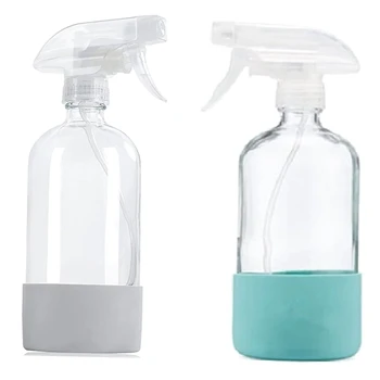 Прозрачные бутылки с распылителем, Многоразовая Пустая бутылка с силиконовым рукавом Для чистящих средств, Распылитель воды 10