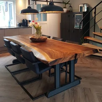 Промышленная мебель современный обеденный стол для ресторана из массива орехового дерева с откидной кромкой 10