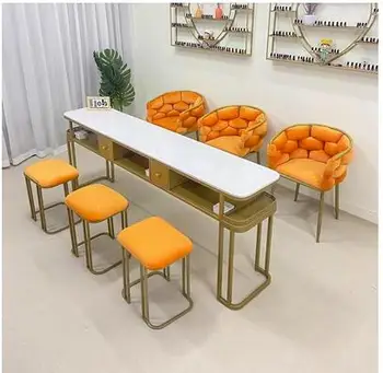 Простой мраморный маникюрный стол, набор стульев, двойной роскошный маникюрный стол, пылесос, одноместный, двухместный, тройной маникюрный стол 3