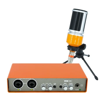 Профессиональный микрофон Аудиоинтерфейс Запись Звуковой карты Микшер для электрогитары Профессиональный Микшерный пульт 12