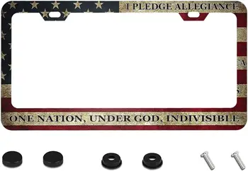 Рамка номерного знака с рисунком американского флага в стиле ретро Качественный Алюминий Крышка номерного знака на заказ 2 Отверстия для автомобилей стандарта США 1
