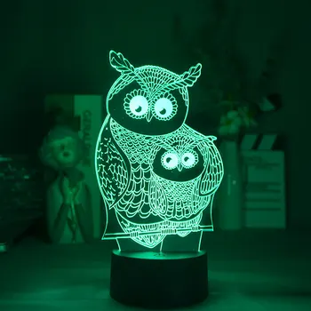 Ребенок и мама в форме Совы, 3D Акриловое освещение с лазерной гравировкой, Украшение для детской спальни в стиле Арт-деко, прекрасный подарок для мальчиков и девочек 4