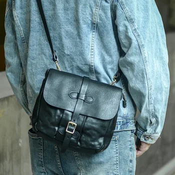 Ретро мода, роскошный дизайнер, натуральная натуральная кожа, мужская черная горячая распродажа, сумка-мессенджер, повседневная рабочая сумка для ipad, мужская сумка через плечо