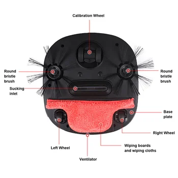 Робот-пылесос Подметальный пылесос Mop Пылесос 3 в 1 Влажный сухой пылесос для дома (черный штекер EU) 9