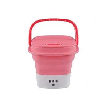 Розовая стиральная машина, мини-складная стиральная машина Комбинированная с небольшой складной сливной корзиной Штепсельная вилка США 14