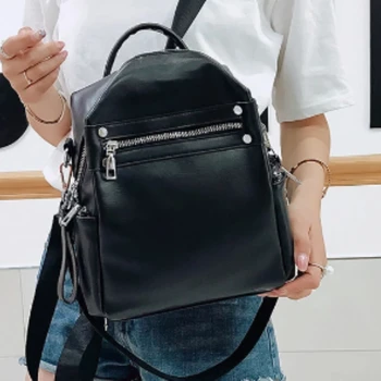 Рюкзак Новая женская сумка Tide, Модная универсальная школьная сумка из мягкой кожи, повседневный рюкзак на одно плечо 9