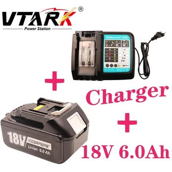 С Зарядным устройством BL1860 Аккумуляторная Батарея 18 V 6000 mAh Литий-ионная для Makita 18v Battery 6ah BL1840 BL1850 BL1830 BL1860B LXT400 2