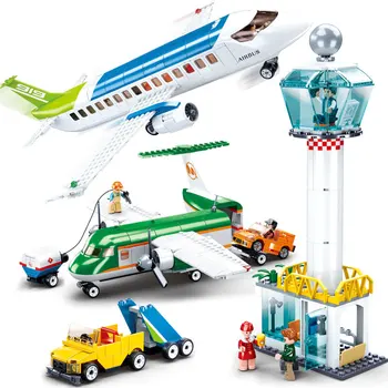 Самолет Гражданской авиации города СЛУБАН, Пассажирский самолет Airbus, модель MOC, Классические строительные блоки, Кирпичи, игрушки для детей