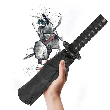 Самурайский меч, зонт, креативный персонализированный подарок, 8 костяных ножей, защита от ветра, мужской зонт, летние аксессуары для дома