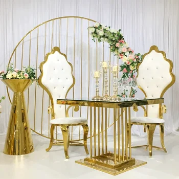 Свадебная мебель из нержавеющей стали, золотой квадратный стол для свадебного торта для мероприятий 10