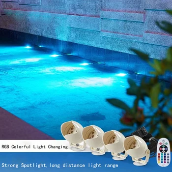 Светодиодная RGB лампа для Аквариума, Рокарий, Огни для бассейна, Освещение для рыбного пруда, 4 в 1, Водонепроницаемые подводные светильники IP68 AC12V 1