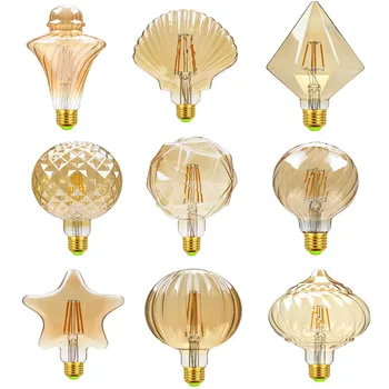 Светодиодная лампа Эдисона в форме E27, Ретро лампа в форме Ананаса, Бриллианта, пятиконечной звезды, саржевой тыквы