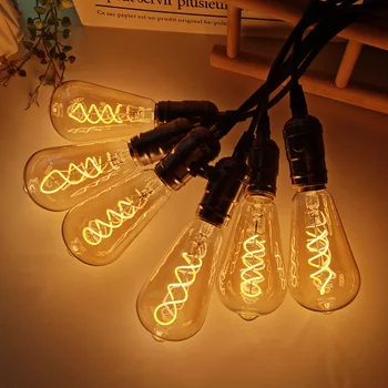 Светодиодные лампы TIANFAN Edison Bulb ST64 4 Вт Спиральная диммируемая специальная винтажная декоративная лампочка 1