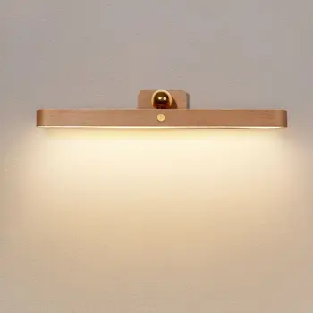 Светодиодный Деревянный Ночник, Перезаряжаемый через USB, Зеркало с регулируемой яркостью, Фронтальный заполняющий светильник, Вращающийся на 360 ° Магнитный настенный светильник для макияжа 2