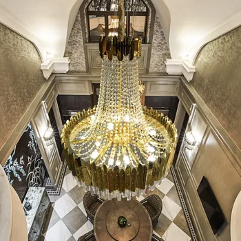 Светодиодный подвесной светильник Освещает американскую хрустальную люстру gold luxury villa living room decoration