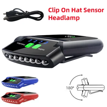 Светодиодный светильник, кепка с зажимом, USB Перезаряжаемый Солнцезащитный колпачок, свет Шляпы, Водонепроницаемый Интеллектуальный датчик, Вращающаяся фара, Лампа для рыбалки 6