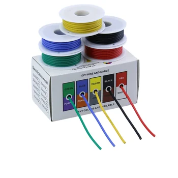 Сделай сам высококачественный гибкий силиконовый провод и кабель, 5 цветов в коробке, смешанный провод, луженая чистая медная проволока 12
