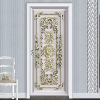 Сделай сам самоклеящиеся 3D наклейки на дверь Европейский Стиль Гостиная Спальня Настенная роспись Обои ПВХ Водонепроницаемые наклейки на стены Домашний декор