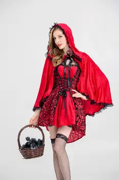 Сексуальный костюм Красной Шапочки для взрослых Женщин, Фантазия на Хэллоуин, маскарадное платье, сказочный наряд для косплея