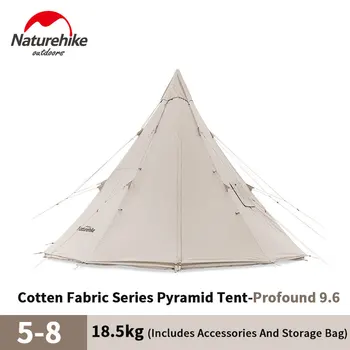 Семейная палатка Naturehike из хлопчатобумажной Пирамиды на 5-8 человек, Ветрозащитная ткань, Походная палатка для кемпинга, защита от холода NH20ZP002