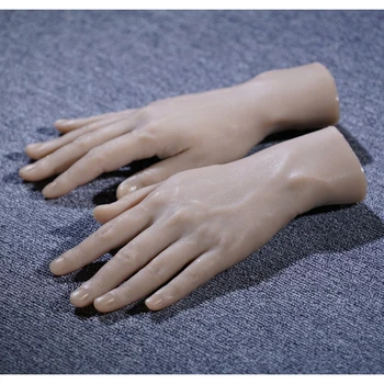 Силиконовая модель руки Для Обучения искусству маникюра, мужской манекен, Ручная практика, Маникюр для рисования, фотография, реквизит для показа ювелирных изделий 5