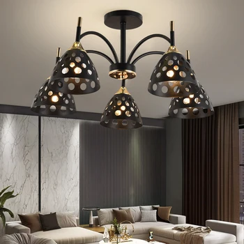 Скандинавская светодиодная потолочная люстра, люстра из кованого железа, потолочный светильник для гостиной, подвесные светильники для кухни, лампы для декора комнаты 6
