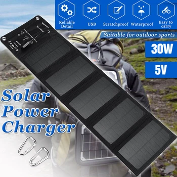 Складная солнечная панель мощностью 30 Вт 5 В, Складное Портативное зарядное устройство для мобильного телефона, Кемпинг на открытом воздухе