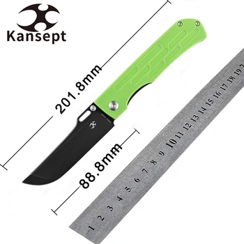 Складные Карманные Ножи Kansept Reedus T1041A1 Черный с покрытием TiCN и полировкой Камнем Лезвие 154 см Травянисто-зеленая ручка G10 Охотничий Нож 8
