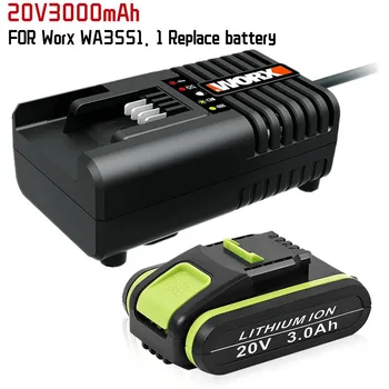 Сменный аккумулятор 20V 3.0Ah для Worx Battery WA3551 WA3551.1 WA3553 WA35531 WA3572 WA3641 Совместим с электроинструментами Worx 20V 11