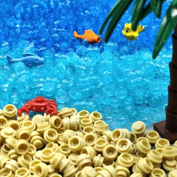 Совместимость С LEGO MOC Маленькие Кирпичики 6141 Пластина 1x1 Круглые Прозрачные Строительные Блоки Океан Морской Пейзаж Части Морской Воды DIY Игрушки 8