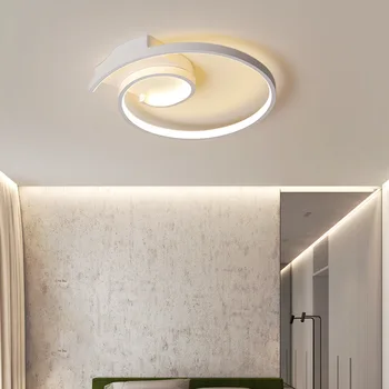Современная люстра для спальни, кухни, гостиной, фойе ресторана, Белая круглая светодиодная потолочная подвесная лампа, Кованая 6