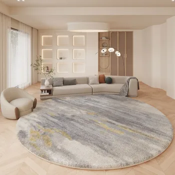Современный простой круглый ковер в стиле ins, креативная гостиная, прикроватное одеяло для спальни, круглый домашний стол, вращающийся стул, коврик для пола 7
