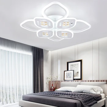 Современный светильник в форме листа, спальня, гостиная, светодиодный потолочный светильник, вилла в отеле, акриловые светильники с регулируемой яркостью, лампа в квартире 14