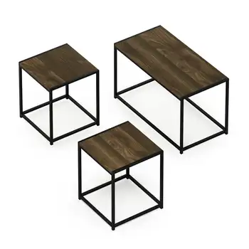 Современный столовый набор для гостиной с одним журнальным столиком и двумя приставными столиками, Столешница из орехового дерева Колумбия, Чайный столик, Маленький приставной столик Mesas