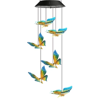 Солнечная струнная лампа, Меняющая цвет, лампа с колокольчиками в виде животных, светодиодный декоративный подвесной светильник Типа 2 13