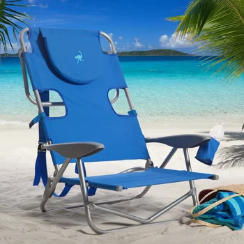 Стальной пляжный стул с Рюкзаком - Синий шезлонг plegable 16
