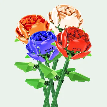 Строительные блоки из роз Креативность в виде цветка Красной розы Подарочный букет на День Святого Валентина, украшенный кирпичиками для взрослых и детей 5