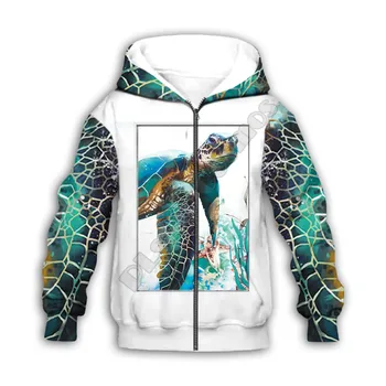 Толстовки с 3D принтом морской черепахи, семейный костюм, футболка, пуловер на молнии, Детский костюм, толстовка, спортивный костюм/шорты 05 8