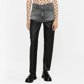 Тренд весны 2023, женские джинсы, винтажные моющиеся джинсовые швы, Женские брюки-карандаш из искусственной кожи, корейские модные брюки-карандаш