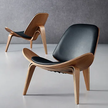 Трехногие стулья в виде ракушки В стиле Ханса Вегнера С фанерной Тканевой обивкой, Мебель для гостиной, Современные стулья в виде ракушки для гостиной, реплика 5