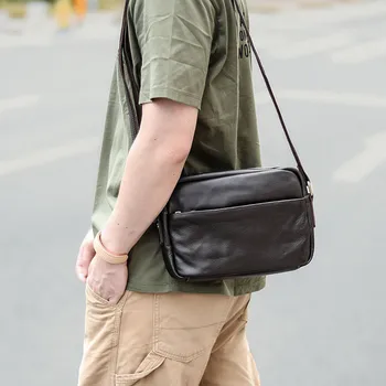 Уличная повседневная высококачественная мужская сумка через плечо из воловьей кожи первого слоя, модная сумка выходного дня из мягкой натуральной кожи для подростков, сумка через плечо 12