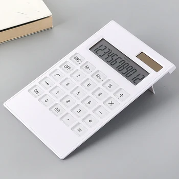 Ультратонкий калькулятор с 12-значным дисплеем, Солнечная батарея, хрустальные кнопки двойного питания, Базовый счетчик офисных школьных принадлежностей
